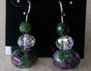 Display Ruby zoisite with Crystal Earrings              